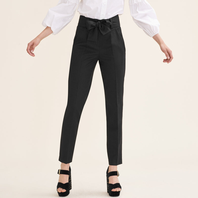 Maje | Pantalón Carotte Avec Noeud Negro para mujer.