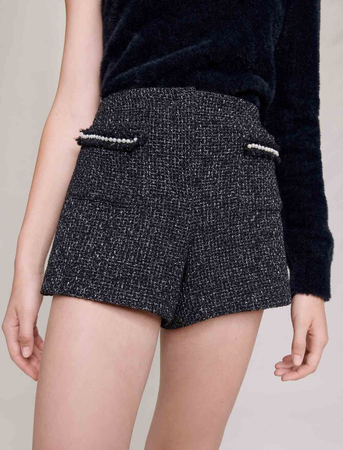 Maje | Pantalón corto de tweed con lentejuelas para mujer. 