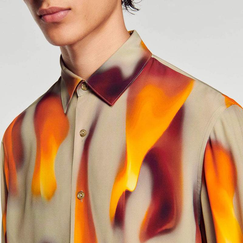 Sandro | Camisa con estampado de llamas para hombre. 