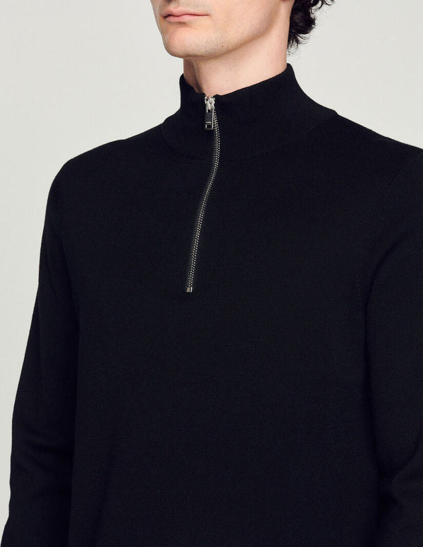Sandro | Jersey de lana con cuello con cremallera para hombre. 