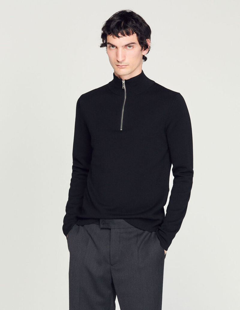 Sandro | Jersey de lana con cuello con cremallera para hombre.