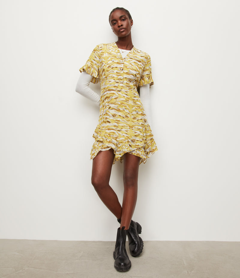 AllSaints | Vestido Frankie Oniyuri Amarillo para mujer