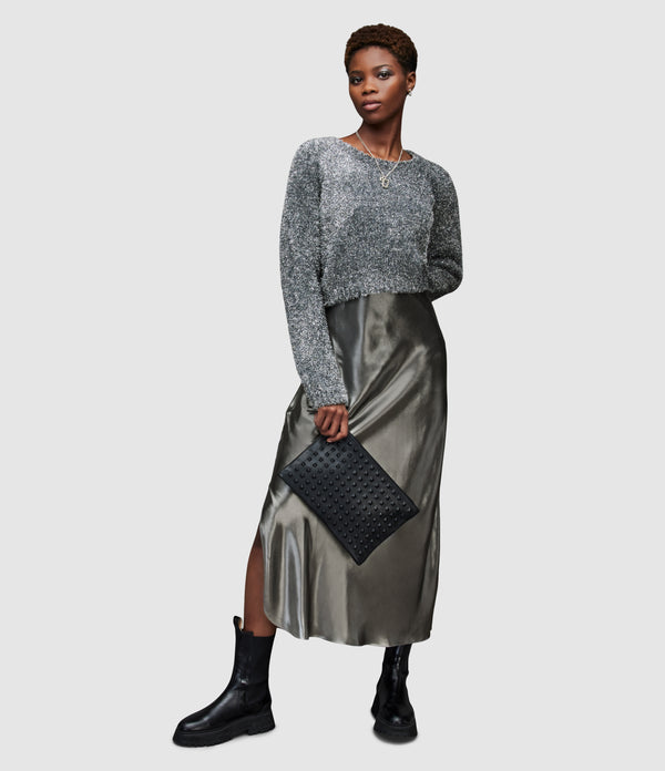 AllSaints | Vestido Rosetta Tinsel Negro/Plata para mujer