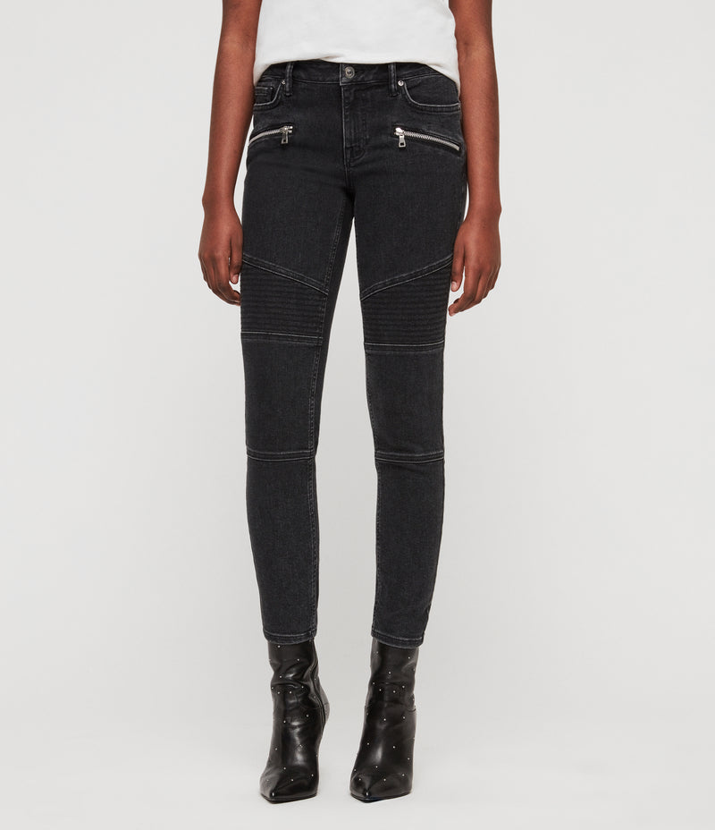 Allsaints | Jeans Negro Para Mujer Biker Cropped Jeans