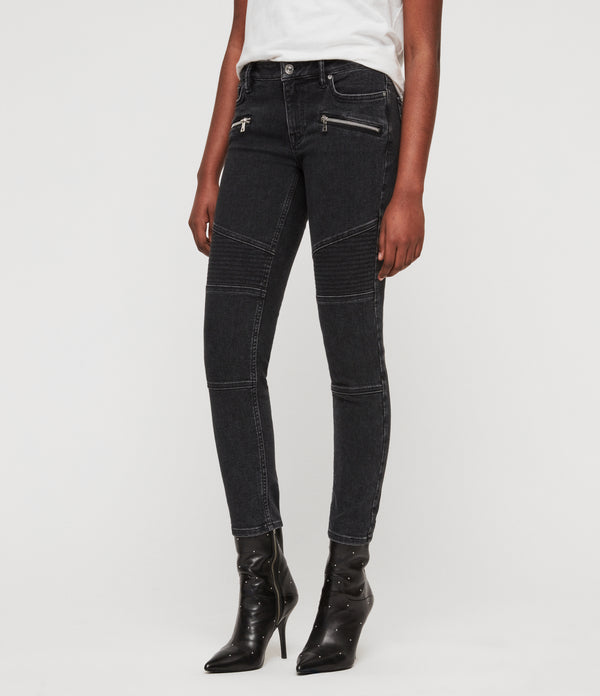 Jeans Biker Cropped Jeans Negro