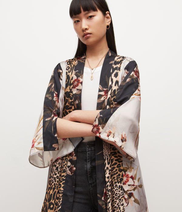 AllSaints | Chamarra Elsa Kuroyuri Kimono Negro/Rosa para mujer